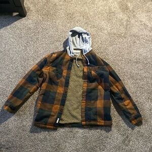 Weatherproof Vintage Hooded Plaid Flannel Thick Insulated Sherpa Comfortable